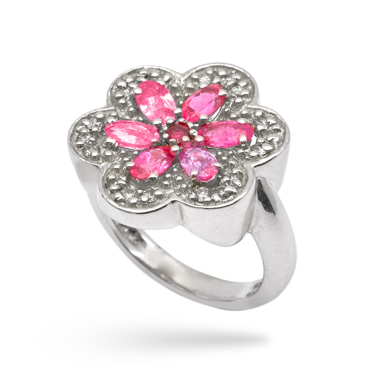 Bague tourmaline rose, diamant argent Isabella